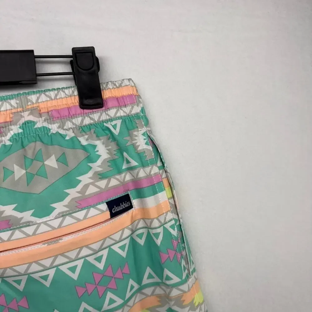 Chubbies Swim Trunks Men's Large Blue Colorful Aztec Southwestern All Over 8 in - Picture 8 of 10